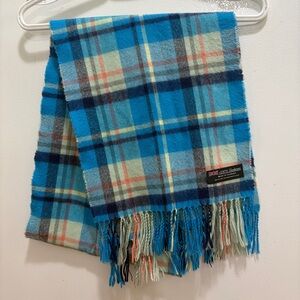 100% Cashmere Scotland Blue Plaid Scarf